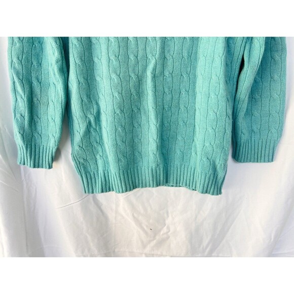 Ralph Lauren Black Label Cable Knit Thick V-Neck Sweater Large Cashmere Blend - Picture 7 of 9